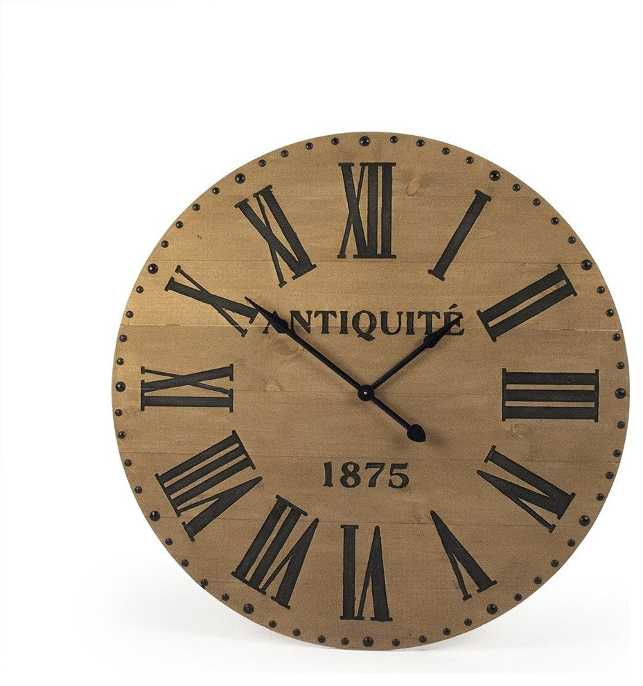 Alexis Wall Clock, Natural Background With Dark Gray Numbers