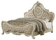 HomeRoots 73" X 89" X 76" Beige Linen Antique White Wood Upholstery Queen Bed