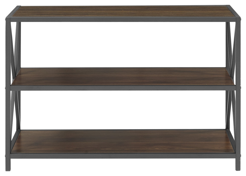 X Frame 40" Industrial Wood Bookshelf - Dark Walnut
