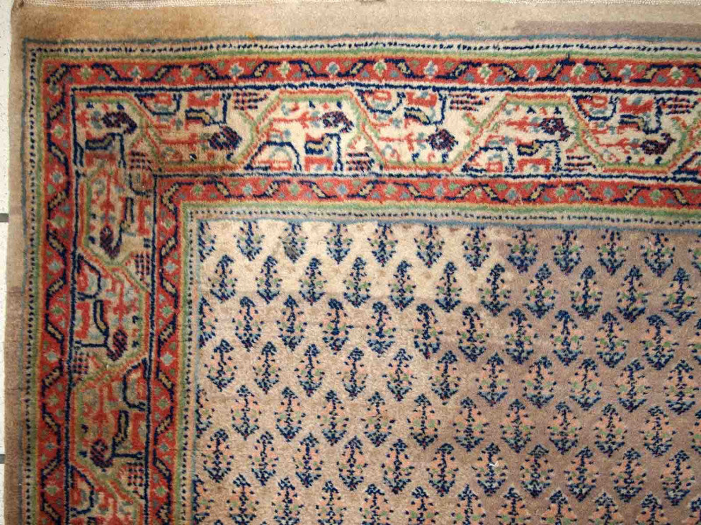 Handmade Vintage Indian Seraband Runner 2.4'x9.8', 74cmx301cm 1970s