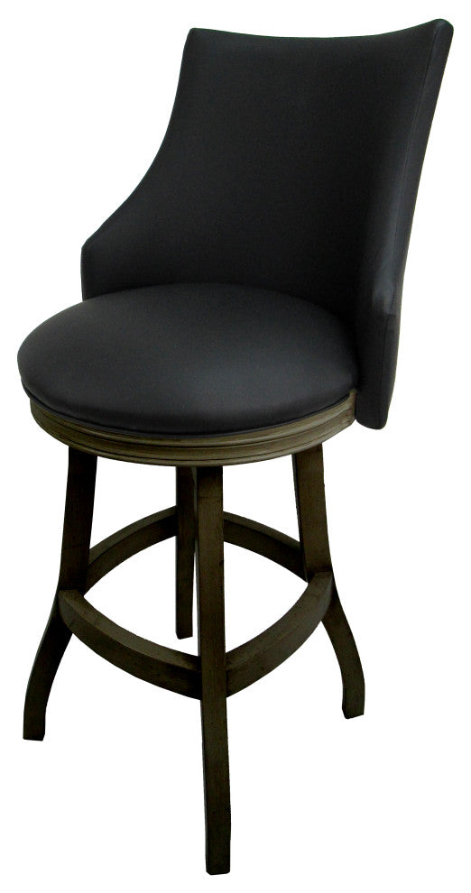 Swivel Wood Bar Stool 30", Bellissima, Black, Dark Shadow