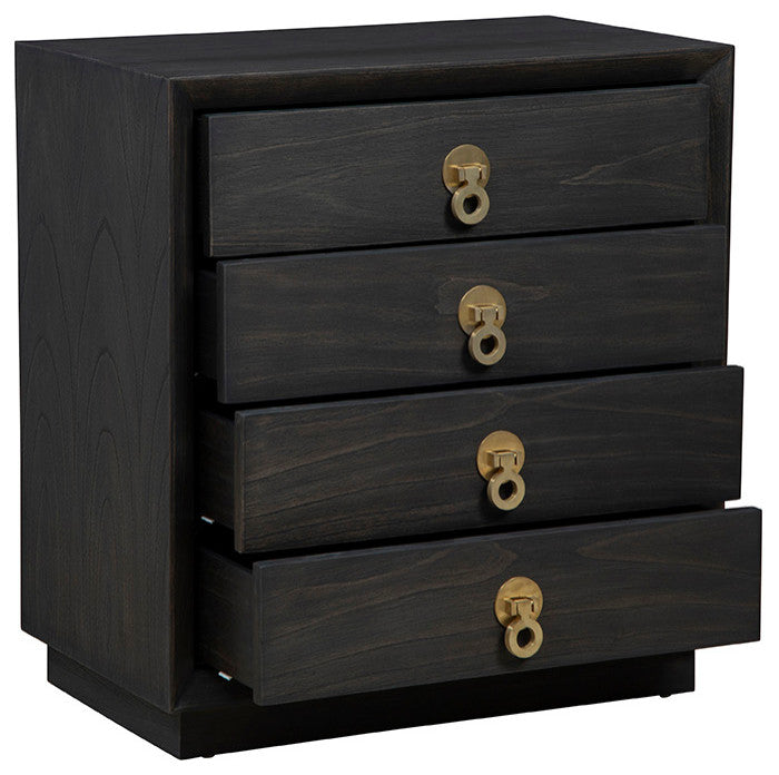 Small Buxton 4-Drawer Oak Chest, Charcoal