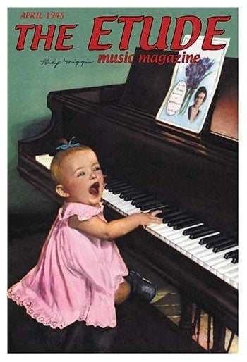 The Etude: Baby Pianist- Gallery Wrapped Canvas Art 28" x 42"