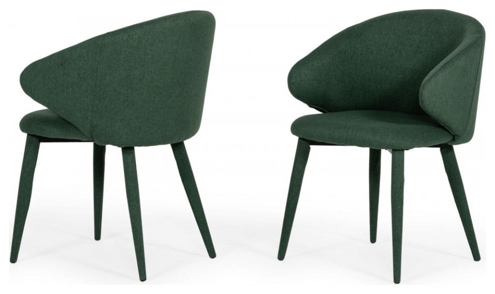 Set of Two Green Fabric Wrapped Dining Chairs