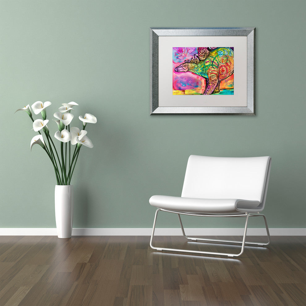 Dean Russo 'Stegosaurus' Matted Framed Art, Silver Frame, White Mat, 20x16