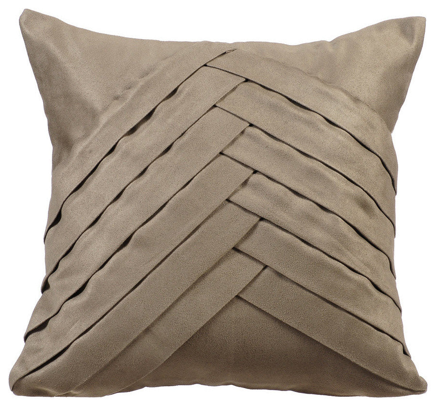 Gray Decorative Pillow Covers 14x14 Suede Fabric, Stone Gray No Limits No Lines