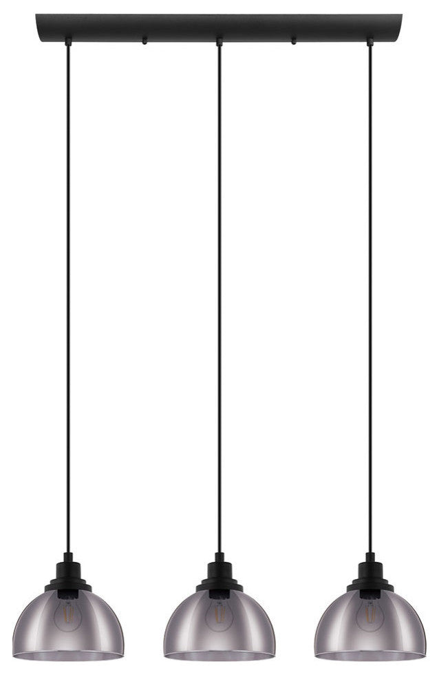 Beleser 3 Light Pendant Matte Black Metallic Smoked