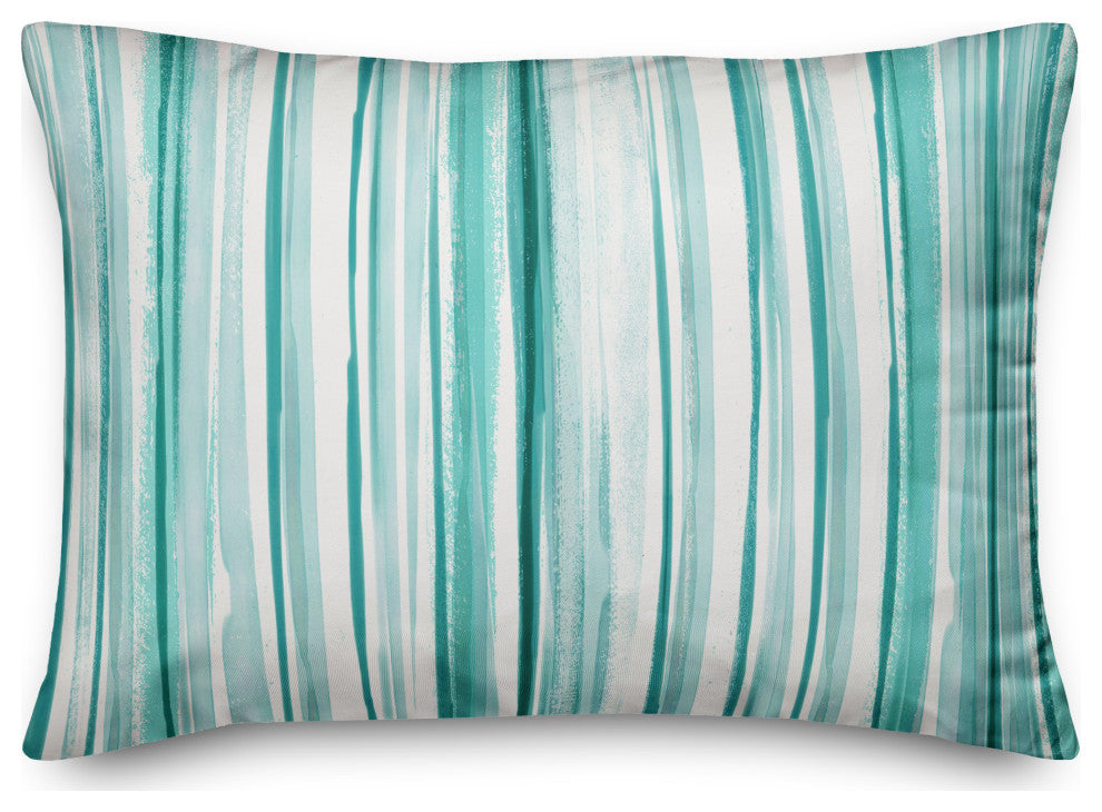 Abstract Teal Stripes 14x20 Indoor / Outdoor Pillow