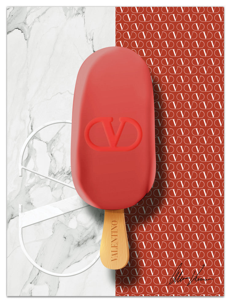 "Valentino Glamour" Frameless Floating Tempered Glass Panel Graphic Wall Art