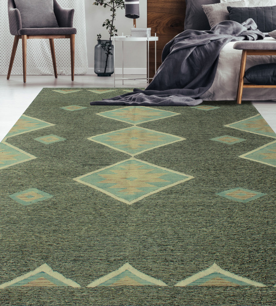High-Low Kilim Hooshman Charcoal Rug