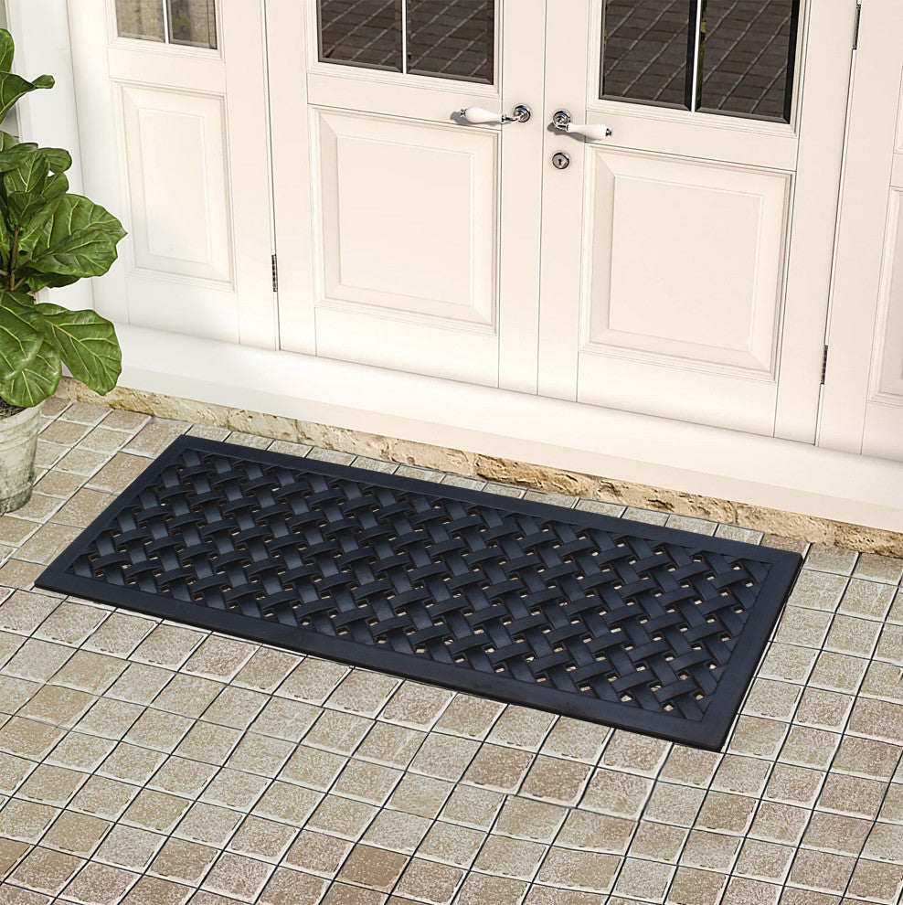 A1HC Heavy Weight Albertina Indoor/Outdoor Durable Rubber Doormat 18"X48", Black