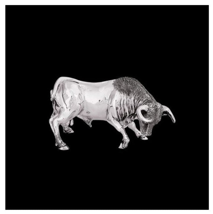 Silver Plated Bull Sculpture 7500