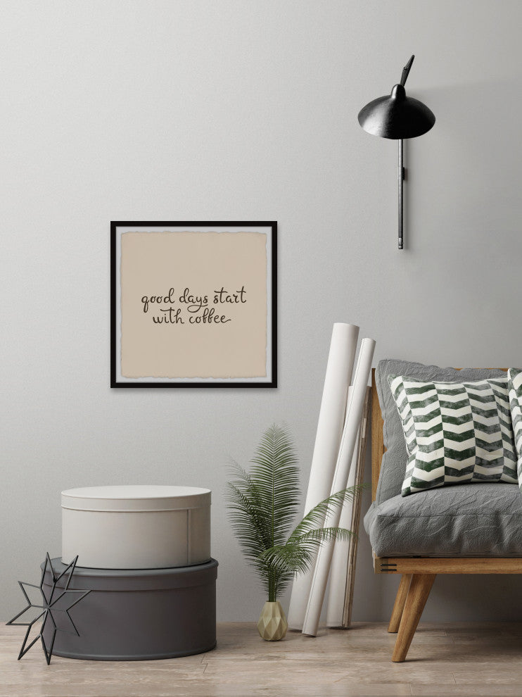 "Start With Coffee" Framed Painting Print, 24x24