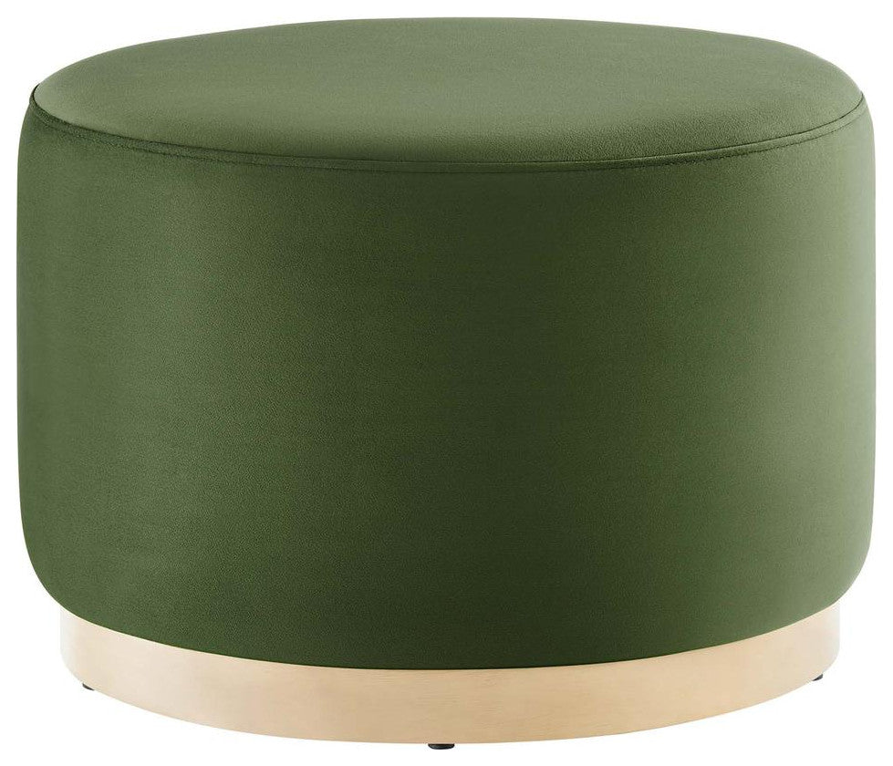 Tilden Large 23 Round Performance Velvet Upholstered Ottoman