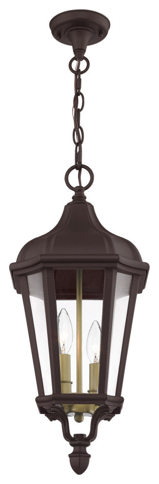 Livex Morgan 2 Light Bronze, Antique Gold Cluster Medium Outdoor Pendant Lantern