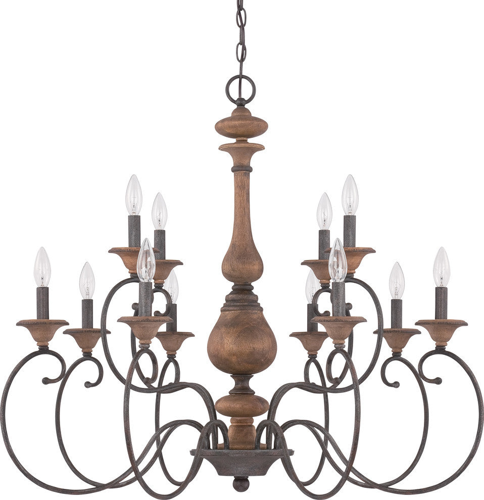 Quoizel ABN5012RK 12 Light Chandelier Auburn Rustic Black