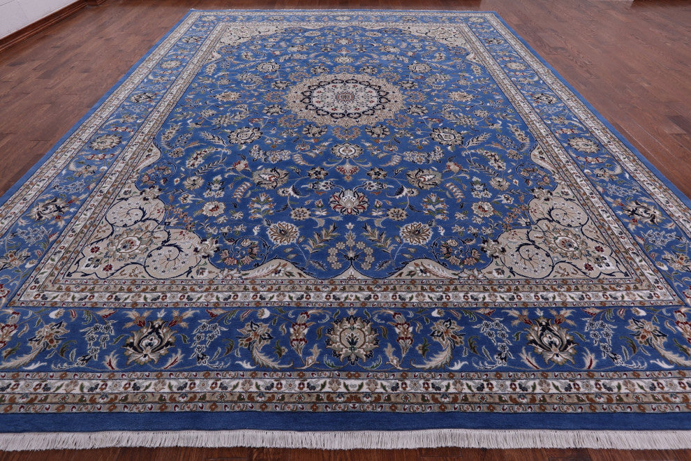 Persian Nain Wool and Silk Handmade Rug 11' 9" X 15' 3" Q6133