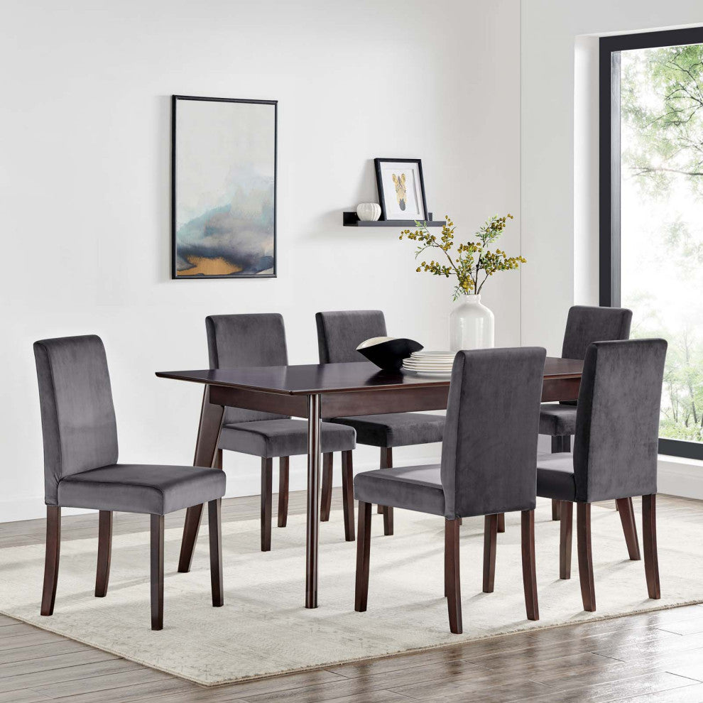 Side Chair and Table Set, Velvet, Drak Brown Gray, Cafe Bistro Restaurant
