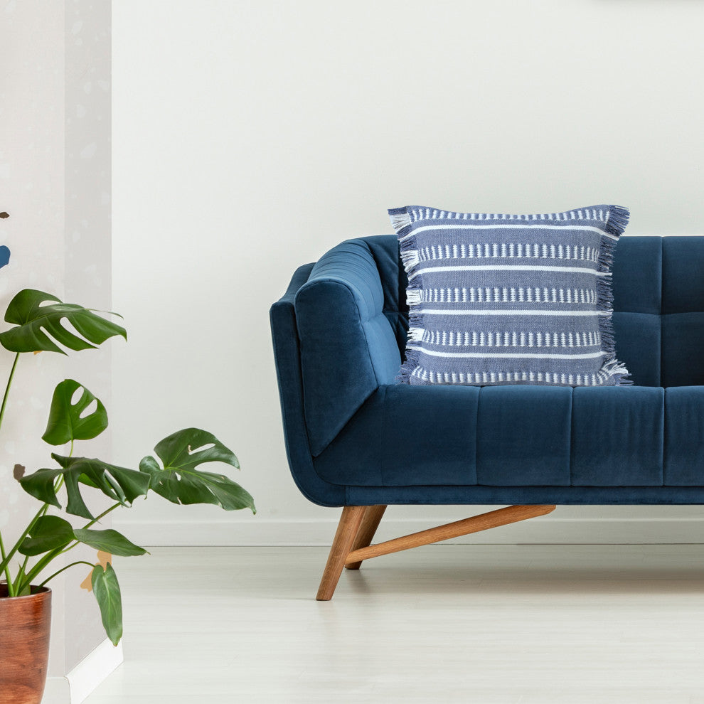Dash Geometric Indoor Outdoor Throw Pillow, Navy Blue