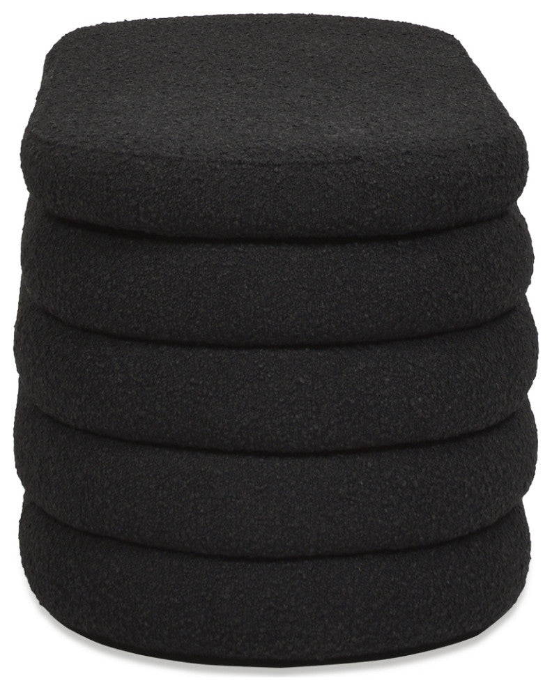 Fuji 49" Upholstered Oval Storage Bench, Ebony Black