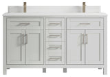 Cambridge 60 Double Bathroom Vanity in Coventry Gray 1.5" White Quartz