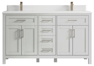 Cambridge 60 Double Bathroom Vanity in Coventry Gray 1.5" White Quartz