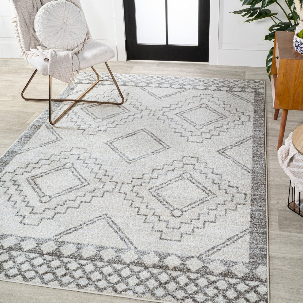 Amir Moroccan Beni Souk Rug, Cream/Gray, 2 Ft. X 20 Ft.