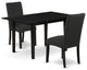 3-Pc Dining Set, 2 Parson Chairs, Butterfly Leaf Dining Table, Black