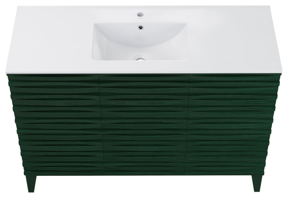 Cascade 48" Freestanding Bathroom Vanity, Green Oak With Sink Top