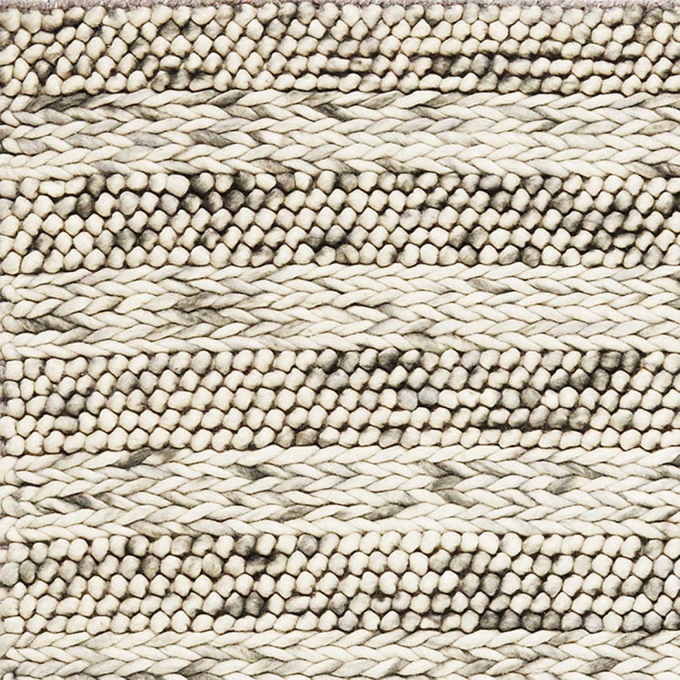 HomeRoots 3' x 5' Grey Braided Wool Indoor Area Rug