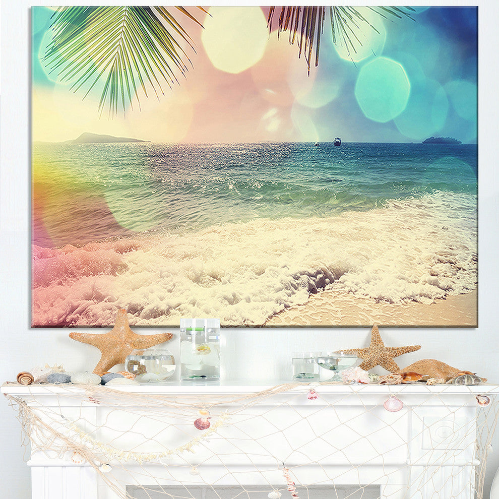 "Colorful Serenity Tropical Beach" Seashore Canvas Print, 32"x16"
