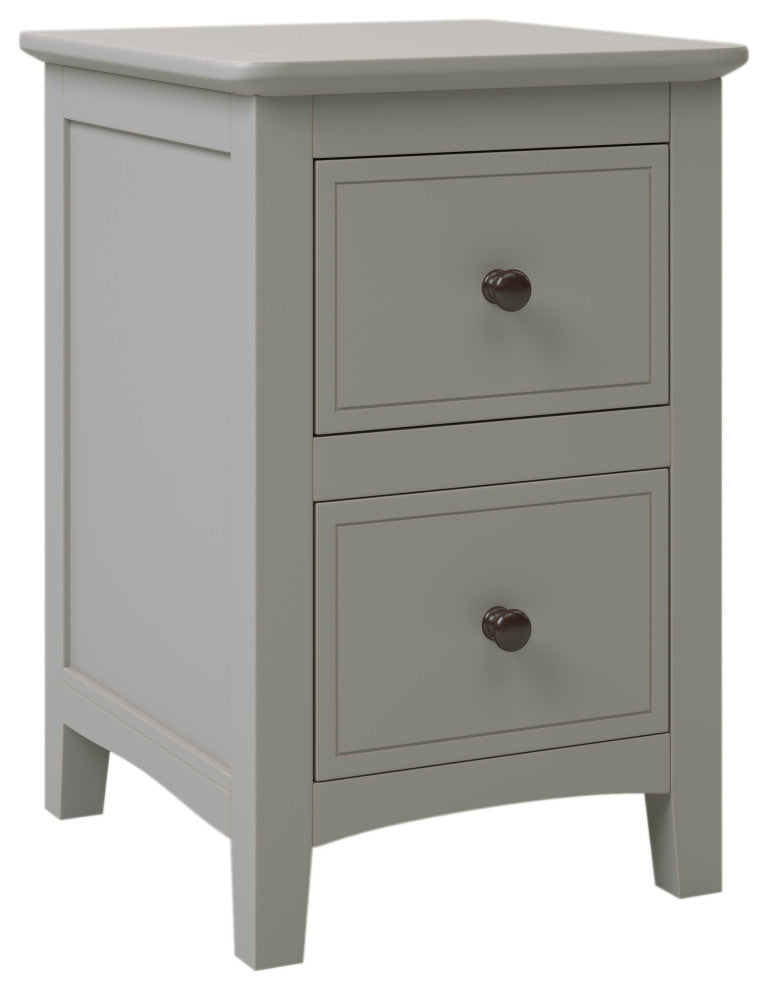 2 Drawers Solid Wood Nightstand End Table, Grey
