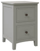 2 Drawers Solid Wood Nightstand End Table, Grey