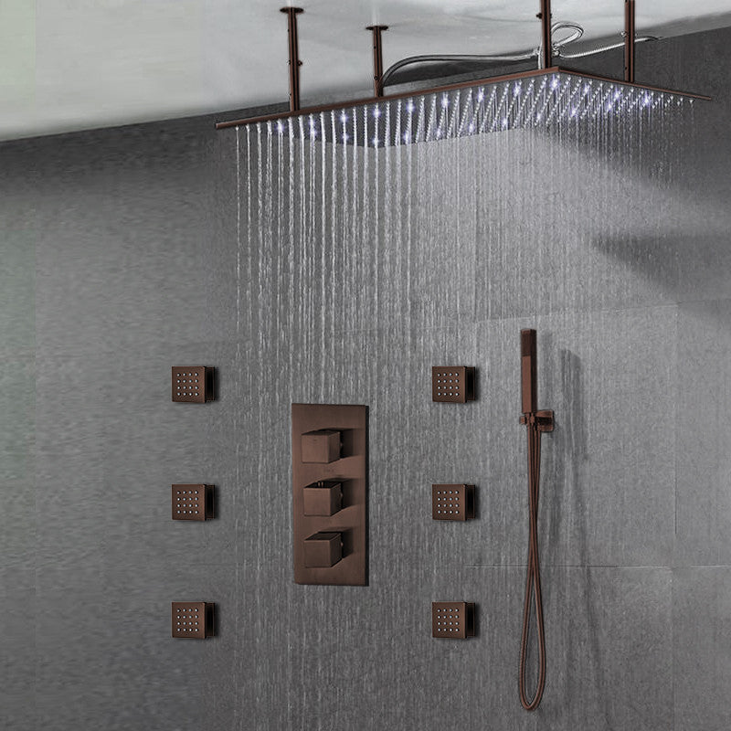 Martinique 20"X40" Large Oil Rubbed Bronze Solid Brass LED Rain Shower Head