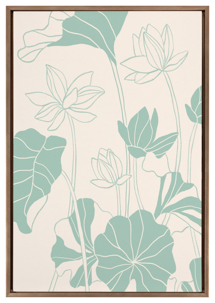 Sylvie Lotus Garden Framed Canvas by Kasey Free, Gold 23x33