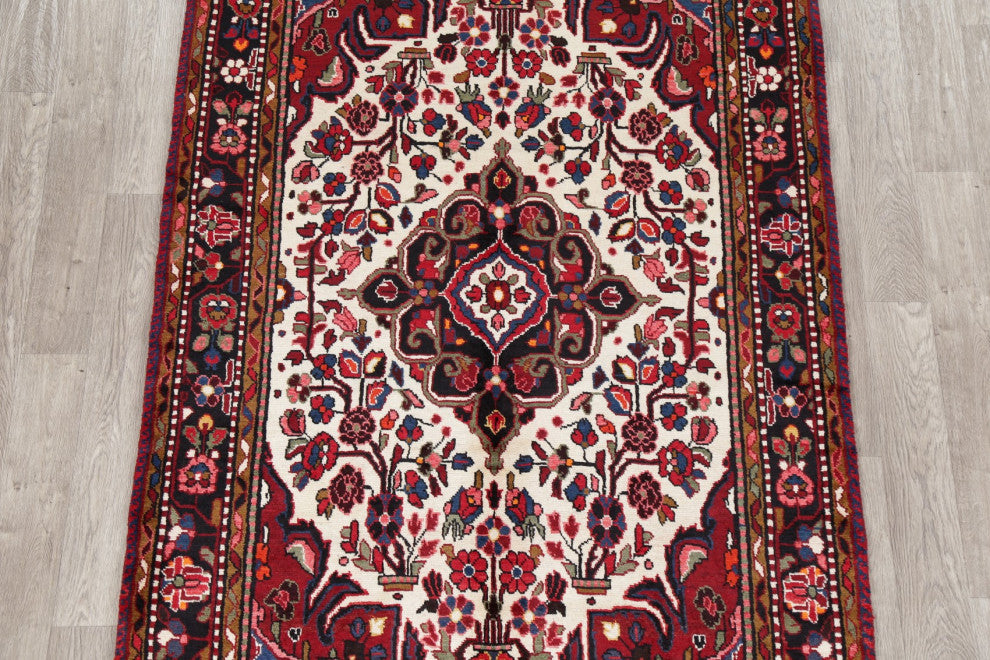 Hand-Knotted Oriental Carpet Traditional Persian Area Rug, Beige, 8'6"x5'0