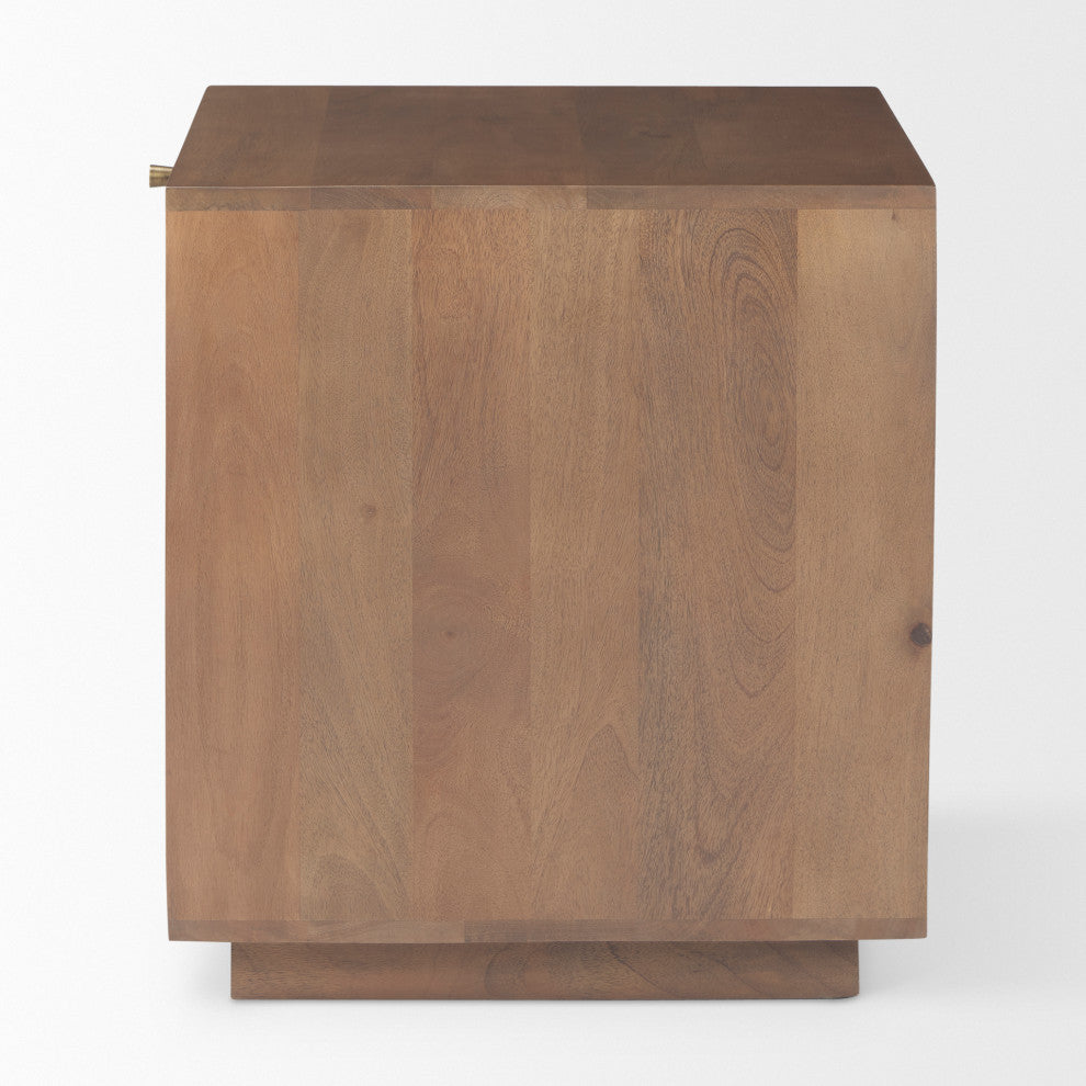Grier 19.0Lx19.0Wx21.0H Medium Brown Wood and Cane Accent Table