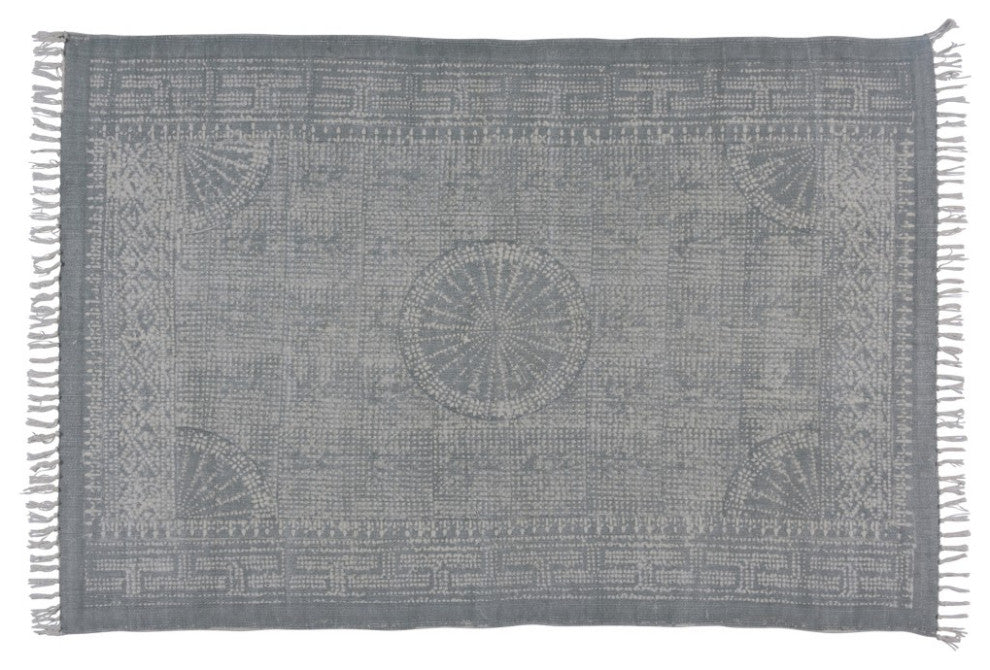 4" x 6" Sky Gray Distressed Medallion Area Rug