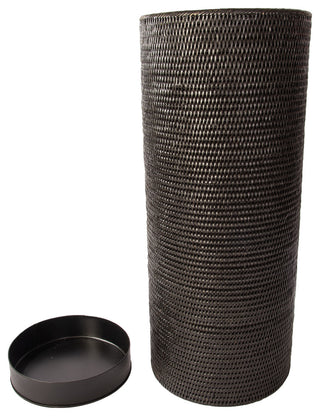 Artifacts Rattan Round Umbrella Basket, Tudor Black