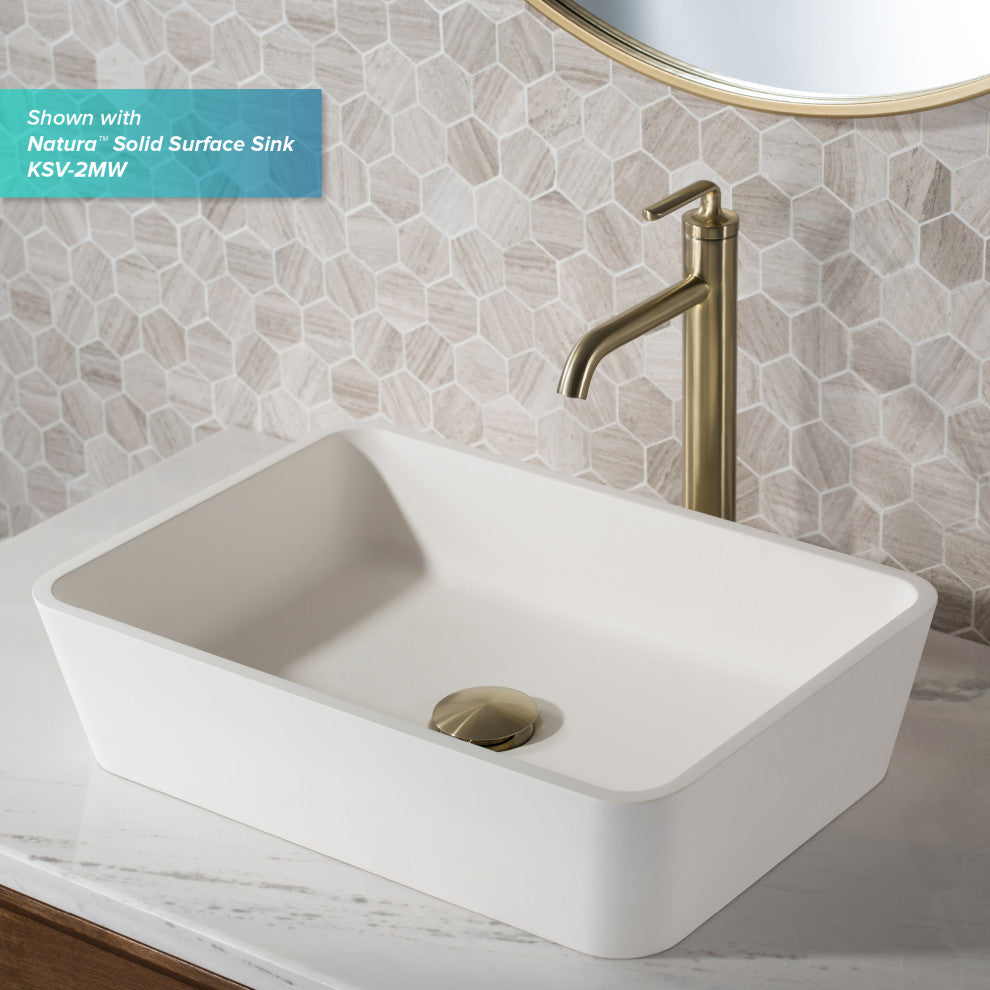 Kraus Ramus Single Handle Vessel Faucet, Pop Up Drain, Brushed Gold