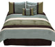 Benzara BM247005 6 Piece King Comforter Set, Pleats & Embroidery, Green & Blue