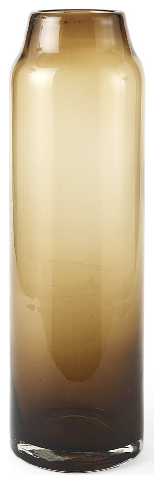 16" Vintage Look Ombre Brown Glass Vase