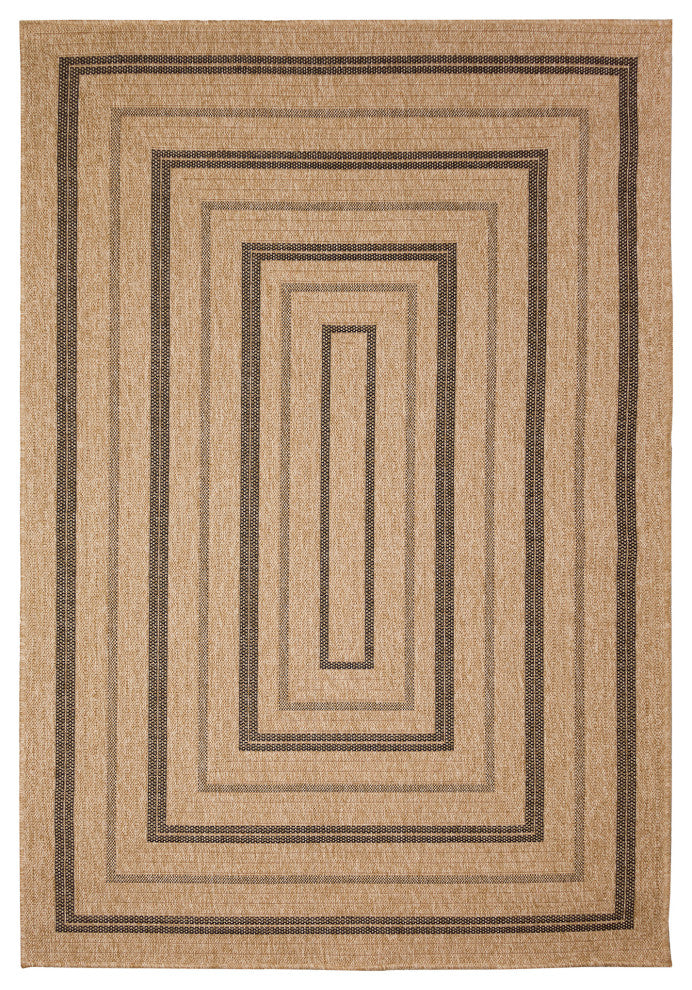 Sahara Multi Border Indoor/Outdoor Rug Natural 7'10" Square