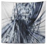 Fractal Black N White Connected Stripes Wall Tapestry, 92"x78"