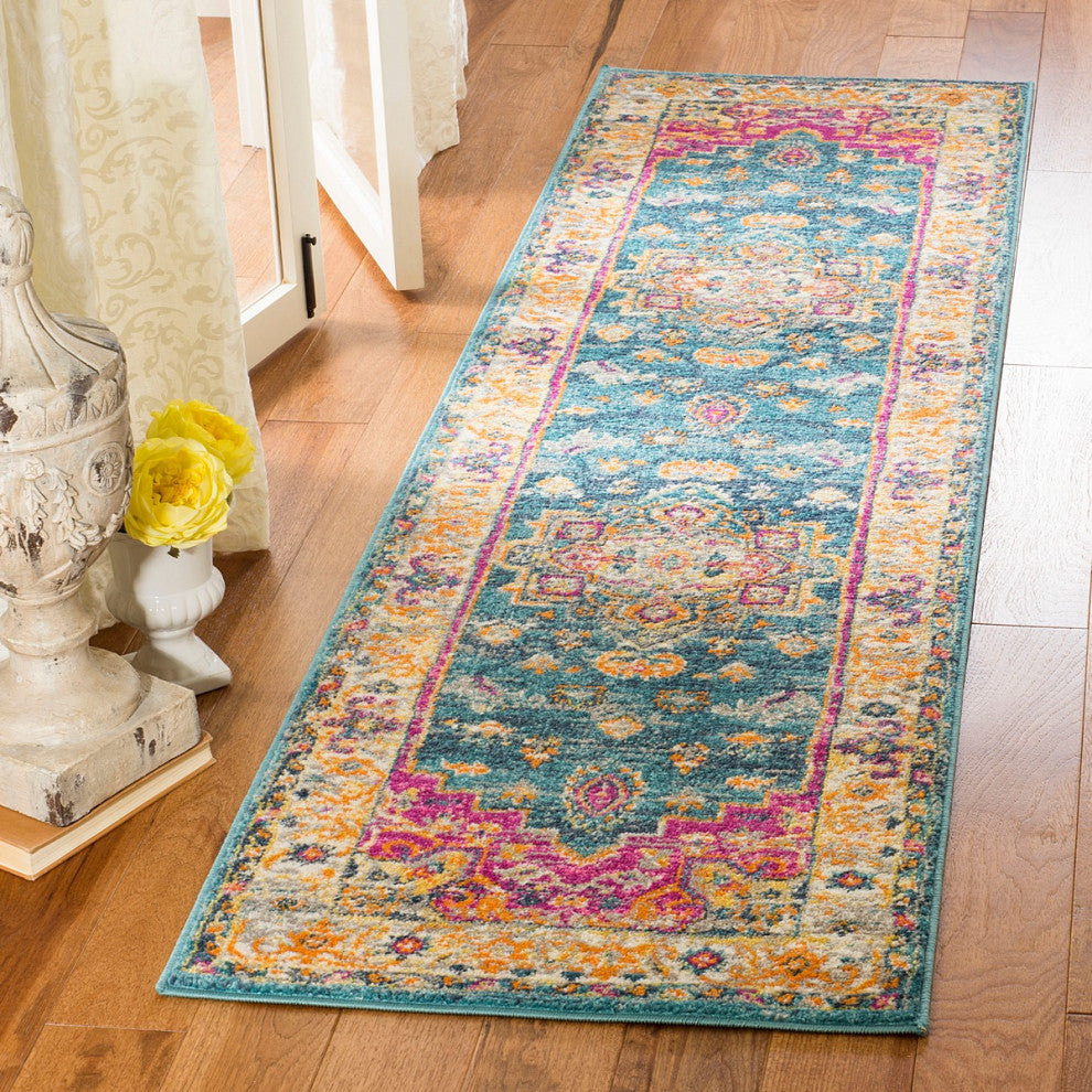 Safavieh Madison Mad202M Floral Rug, Blue/Multi, 2'3"x10'0" Runner