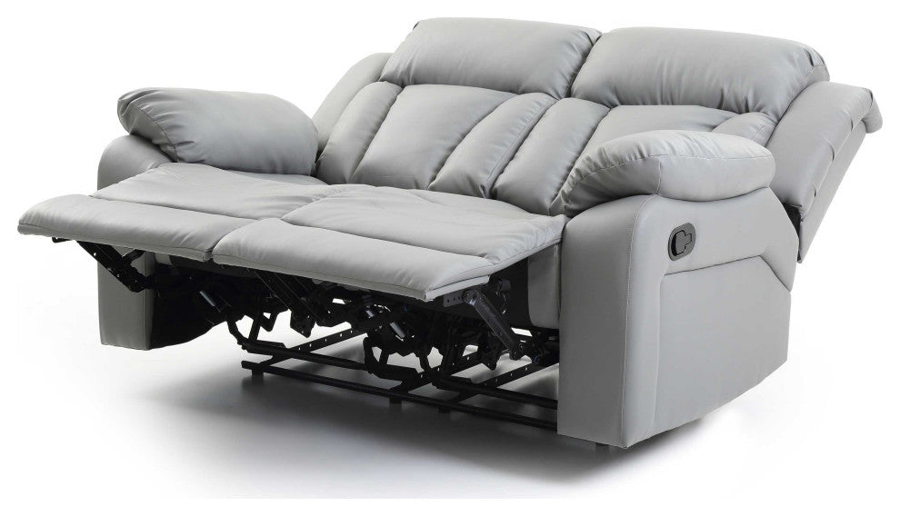 Daria 62 in. W Flared Arm Faux Leather Straight Reclining Sofa, Gray