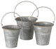 Grey Zinc Pail Planters, Set of 3