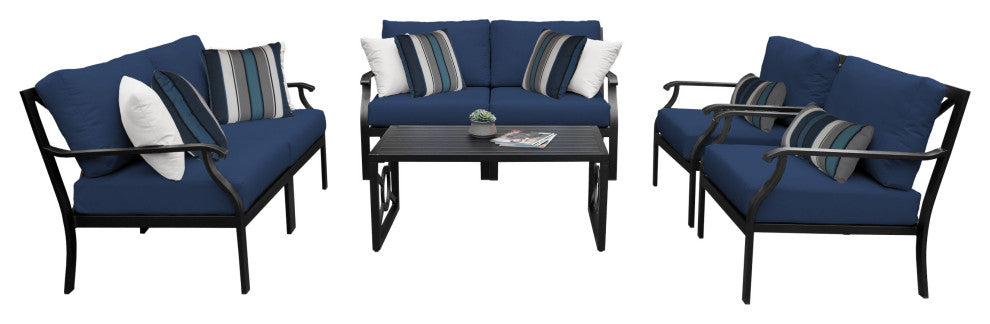 kathy ireland Madison Ave. 7 Piece Aluminum Patio Furniture Set 07e, Midnight