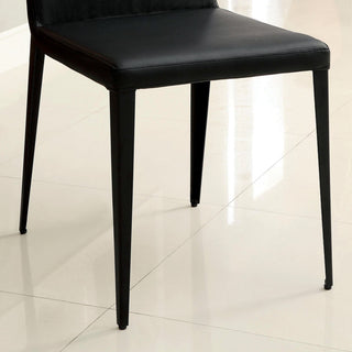 Furniture of America Tammie Faux Leather Dining Chair in Black (Set of 2)