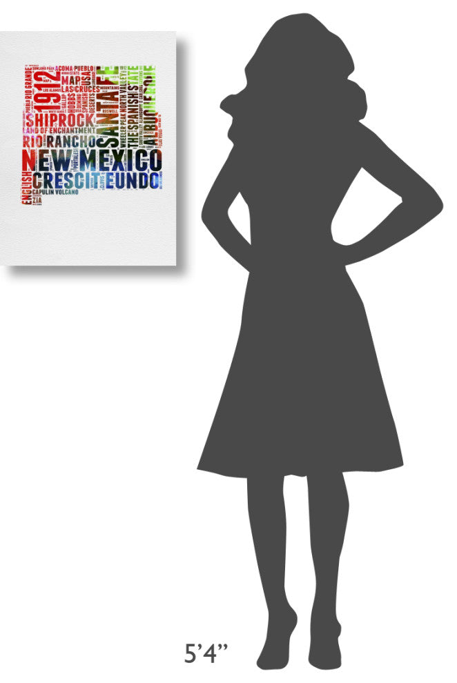 "New Mexico Watercolor Word Cloud" Fine Art Print